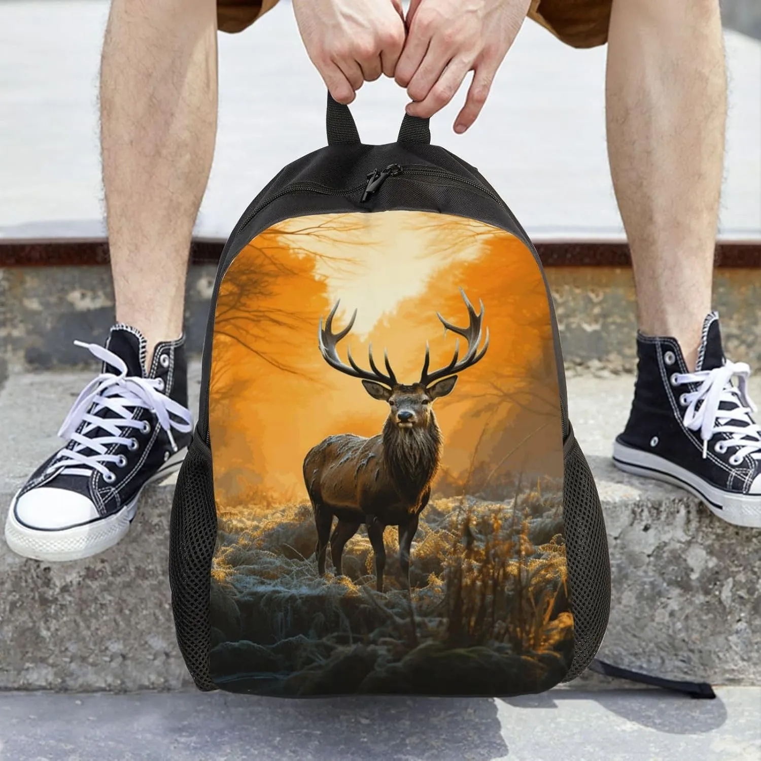 Travel Backpack for Women Men Lightweight 17 inch Laptop Bag Deer in Forest Backpack Casual Daypack