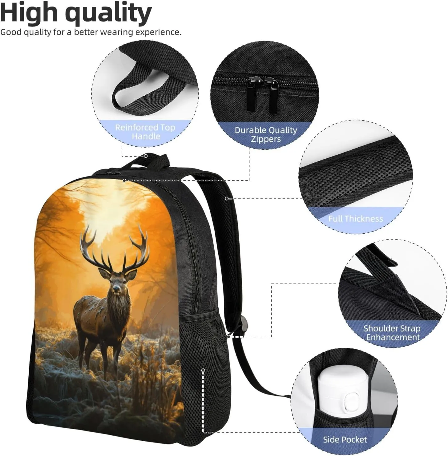 Travel Backpack for Women Men Lightweight 17 inch Laptop Bag Deer in Forest Backpack Casual Daypack