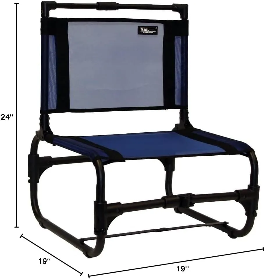 Travel Chair Larry Chair Low Seating, Portable Chair for Outdoor Adventures, Quick Drying Mesh Fabric, Folding Chair with Carry Bag (Blue)