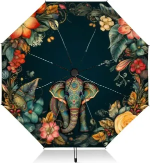 Travel Umbrella for Rain Windproof fishes cartoon design Automatic Cute Portable Compact Umbrella for Women Purse Backpack Car Black Sun UV Protection