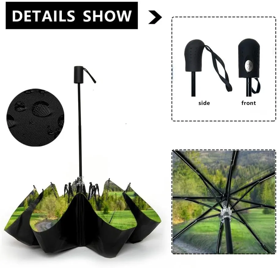 Travel Umbrella for Rain Windproof Greek salad black stone Automatic Cute Portable Compact Umbrella for Women Purse Backpack Car Black Sun UV Protection