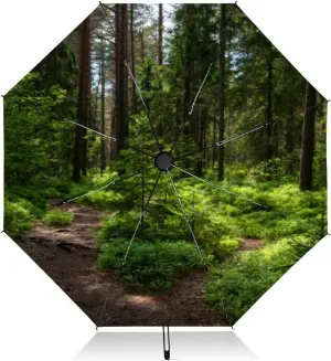 Travel Umbrella for Rain Windproof Mysterious full roots the middle wooden coniferous forrest surrounded Automatic Cute Portable Compact Umbrella for Women Purse Backpack Car Black Sun UV Protection