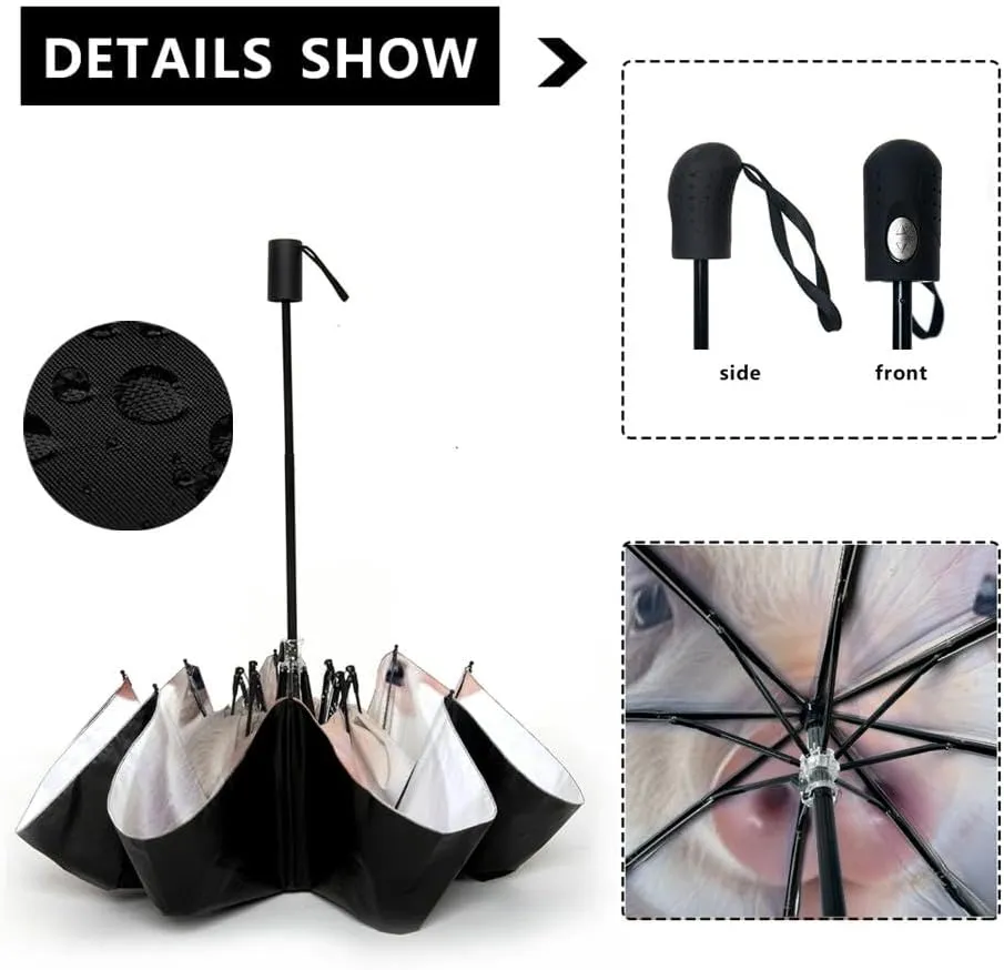 Travel Umbrella for Rain Windproof Portrait a pig a bow tie sketch hand drawn engraving style sketch Automatic Cute Portable Compact Umbrella for Women Purse Backpack Car Black Sun UV Protection
