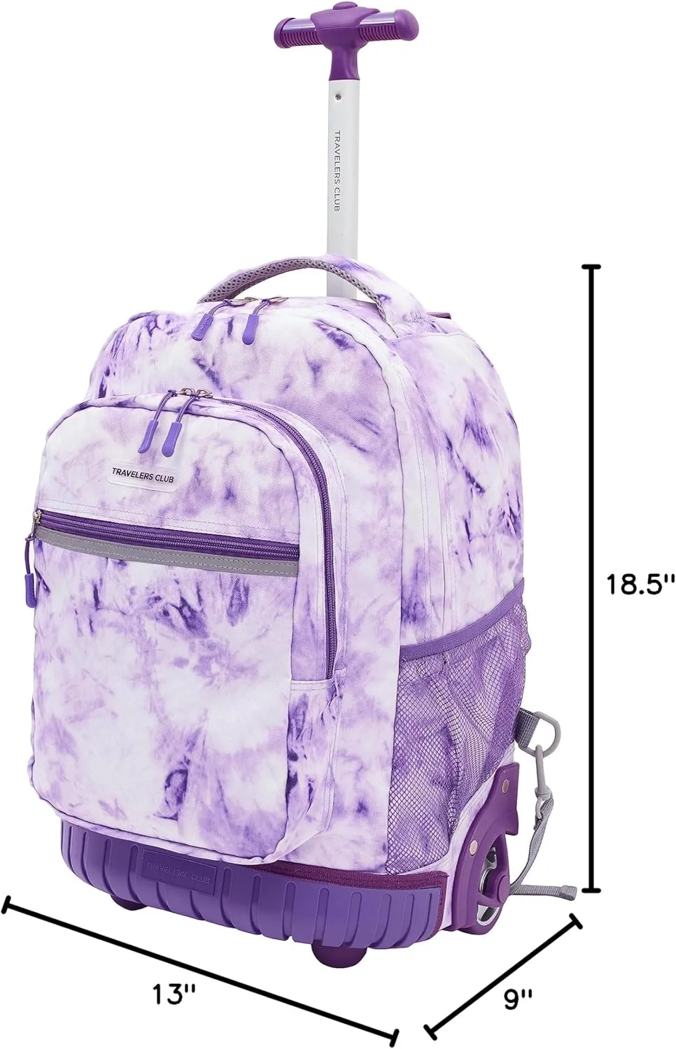 Travelers Club Rolling Backpack, Purple Tie, 18 Inch