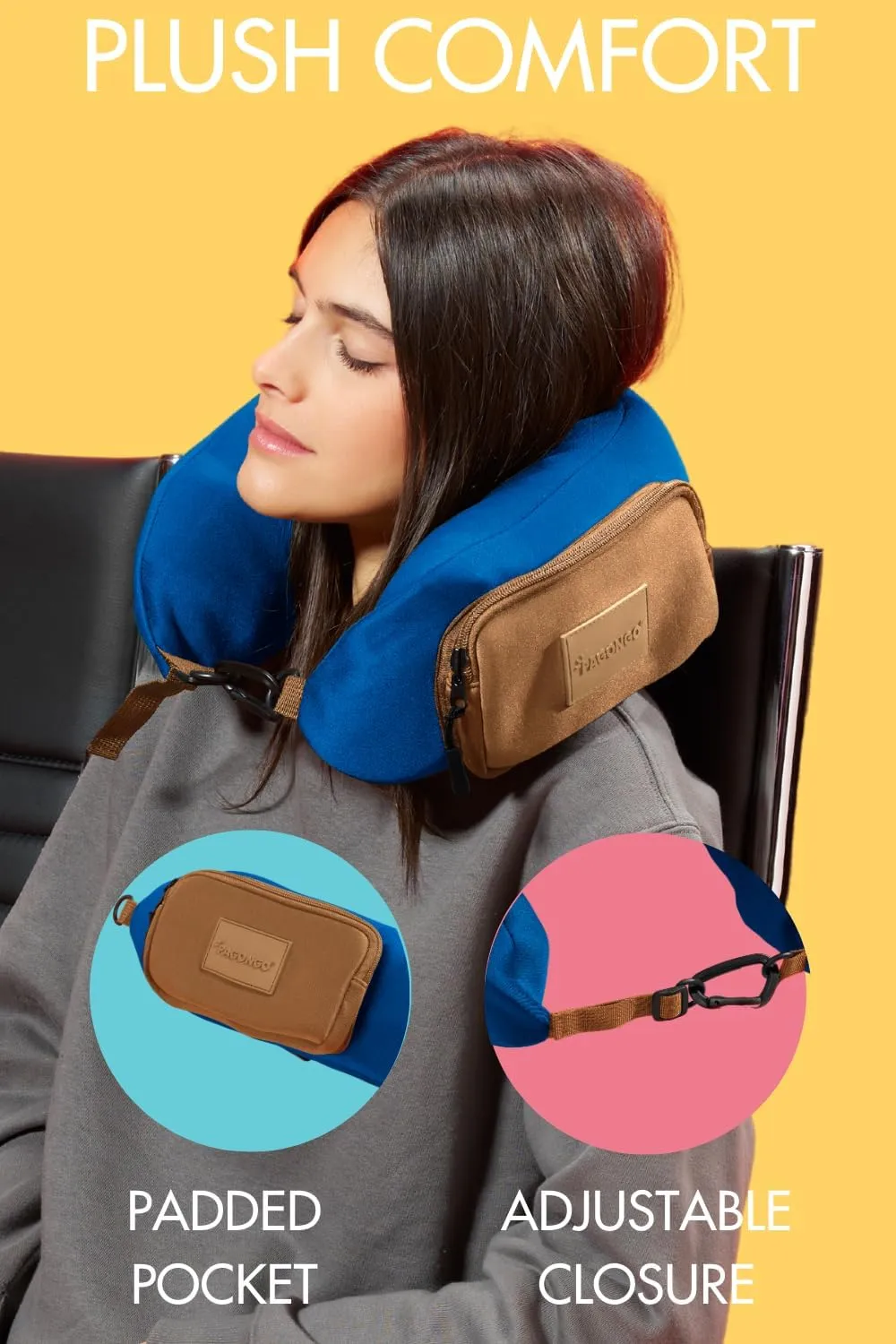 TRAVELLERO Stuffable Neck Pillow for Travel, Secret Pillow, Fits 5 Days Essentials, Neck Pillow Case, Pillow Travel Bag, Packable Pillow, Stuffable Travel Pillow, Neck Pillow Cover, Blue & Brown