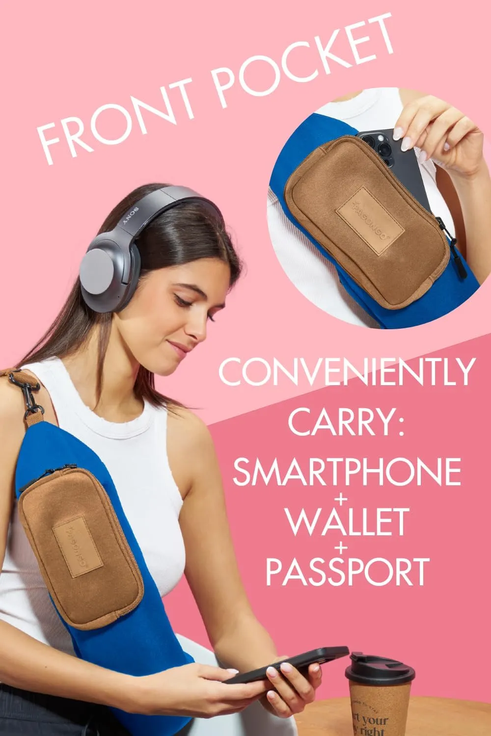 TRAVELLERO Stuffable Neck Pillow for Travel, Secret Pillow, Fits 5 Days Essentials, Neck Pillow Case, Pillow Travel Bag, Packable Pillow, Stuffable Travel Pillow, Neck Pillow Cover, Blue & Brown