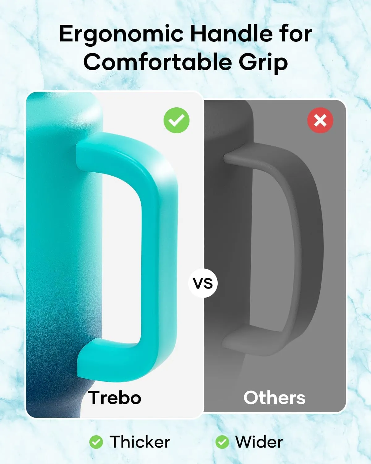 Trebo 40 oz Water Bottle Insulated Fit Car Cup Holder with Handle, Stainless Steel Retro Bottles Tumbler with Straw Lids, Vacuum Double Wall,Keep 24hrs Cold,Leakproof Reusable Travel Flask