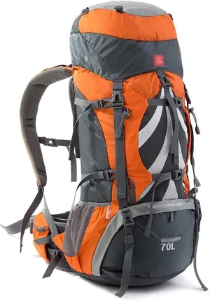 Trekking Rucksack, Hiking Backpack 70L,Mountaineering Backpack Waterproof with Rain Cover for Men Women,Travel Backpack for Camping Climbing Outdoor Sports High Capacity (Color : Orange)