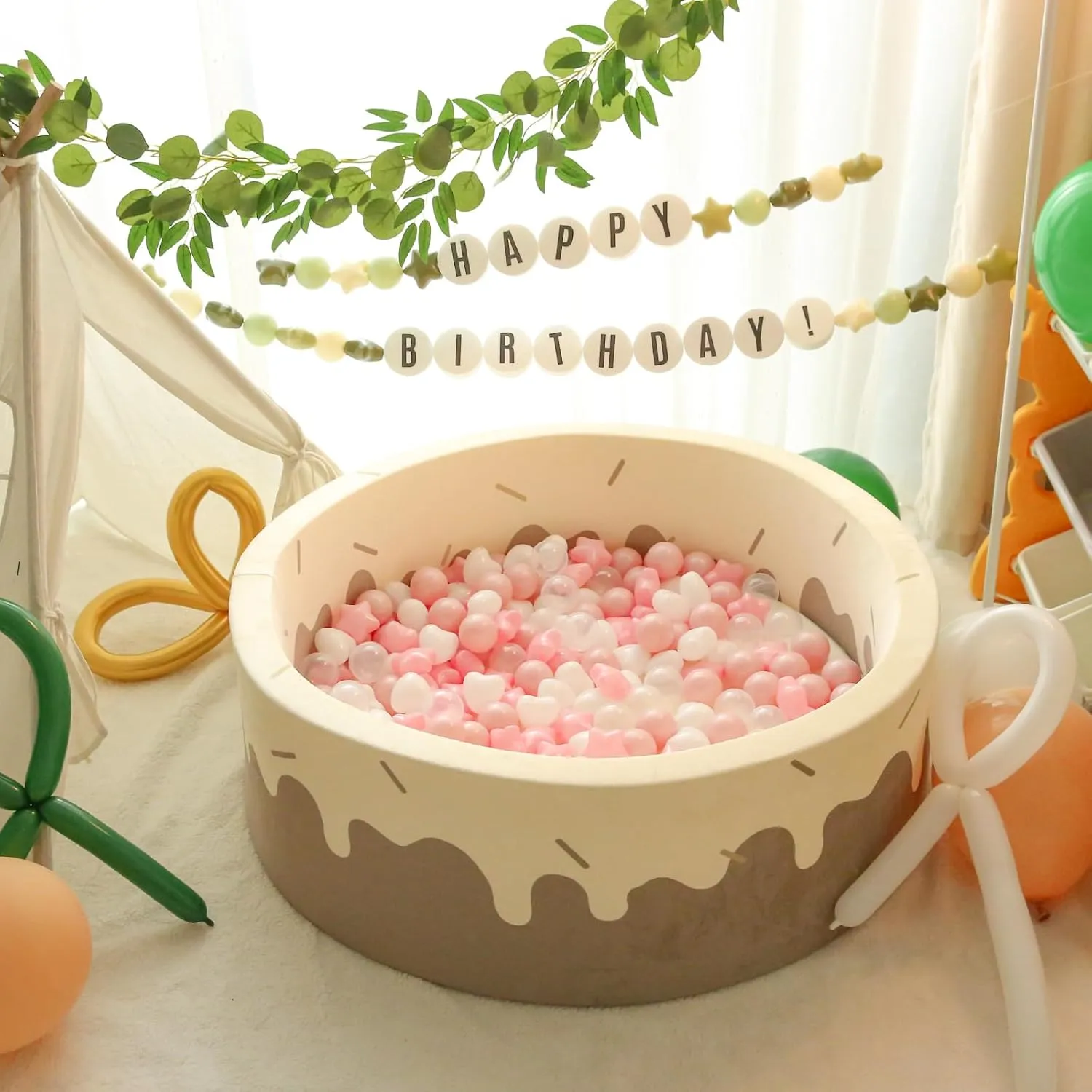 TRENDPLAY Big Star & Heart Shaped Ball Pit Balls - 100 200 Larger Plastic Balls Set, Different Shapes for Toddlers