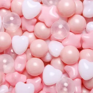 TRENDPLAY Big Star & Heart Shaped Ball Pit Balls - 100 200 Larger Plastic Balls Set, Different Shapes for Toddlers