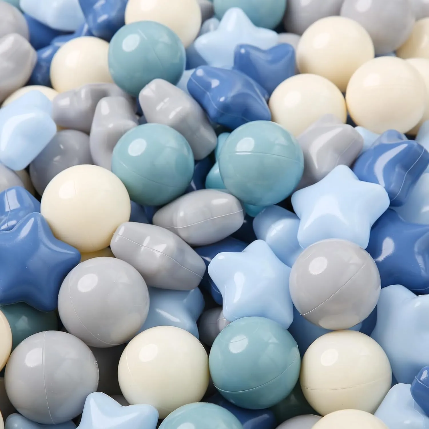 TRENDPLAY Star Ball Pit Balls for Toddlers -50 100 200 Count Star Balls Different Shapes, Non-Toxic Plastic Balls for Safe Play, Boys Girls Festival Party Decoration