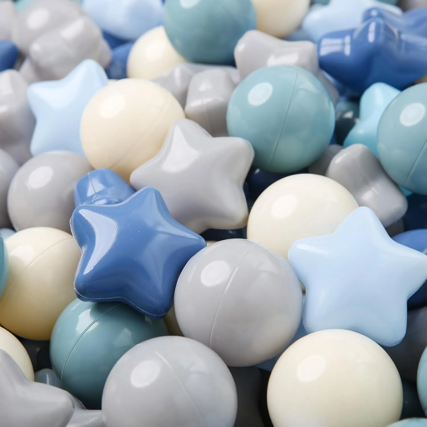 TRENDPLAY Star Ball Pit Balls for Toddlers -50 100 200 Count Star Balls Different Shapes, Non-Toxic Plastic Balls for Safe Play, Boys Girls Festival Party Decoration