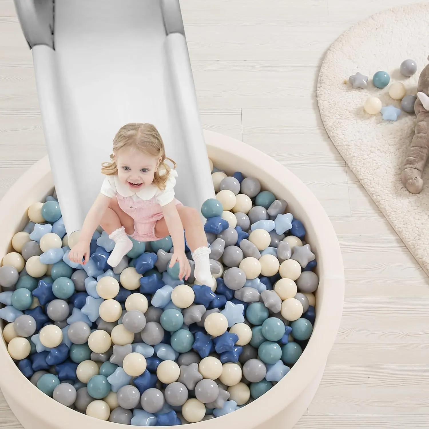 TRENDPLAY Star Ball Pit Balls for Toddlers -50 100 200 Count Star Balls Different Shapes, Non-Toxic Plastic Balls for Safe Play, Boys Girls Festival Party Decoration
