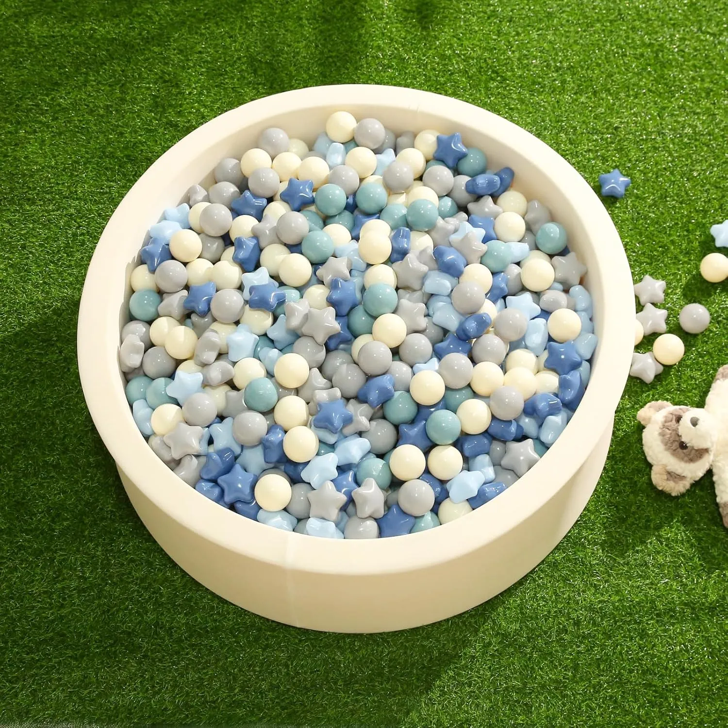 TRENDPLAY Star Ball Pit Balls for Toddlers -50 100 200 Count Star Balls Different Shapes, Non-Toxic Plastic Balls for Safe Play, Boys Girls Festival Party Decoration