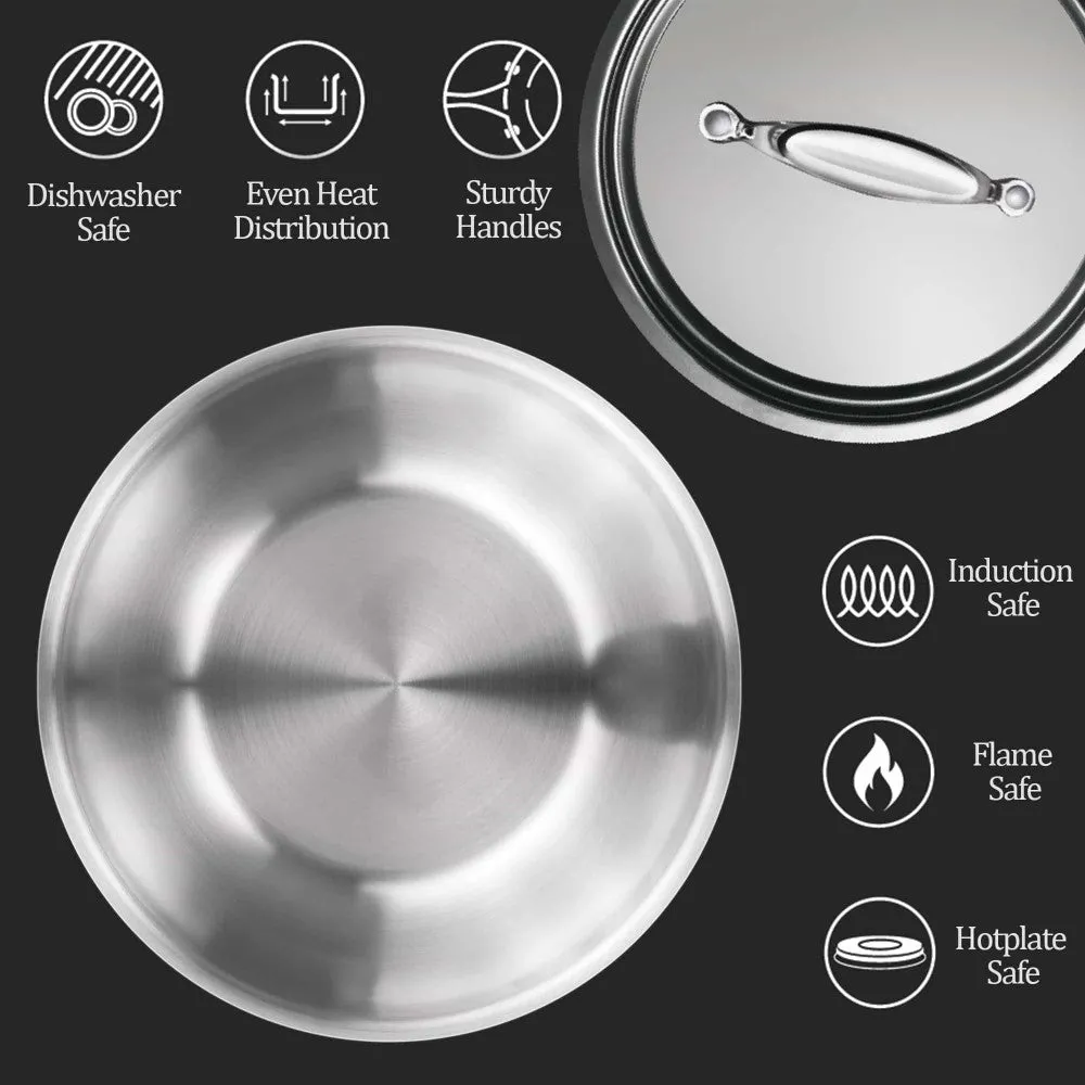 Tri Ply Stainless Steel Tasla With Lid (Milton Procook)