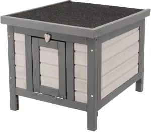 TRIXIE Insulated Outdoor Cat House, Weatherproof Cat Home with Raised Floor, Hinged Asphalt Roof & Covered Opening, Small Outdoor Shelter for Cats and Small Animal, Gray Pine Wood