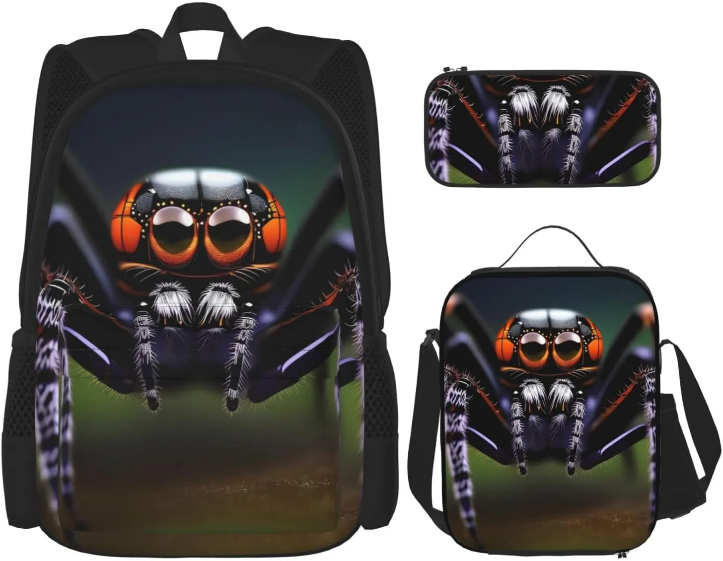Tropical Rainforest Spidersbackpack 3 Piece Set, Duffel Bag, Casual Backpack, Girls Boys Backpack For Hiking, School