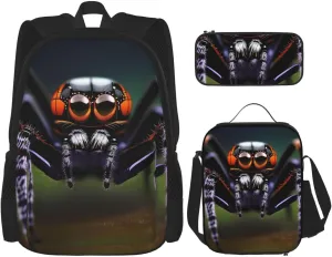 Tropical Rainforest Spidersbackpack 3 Piece Set, Duffel Bag, Casual Backpack, Girls Boys Backpack For Hiking, School