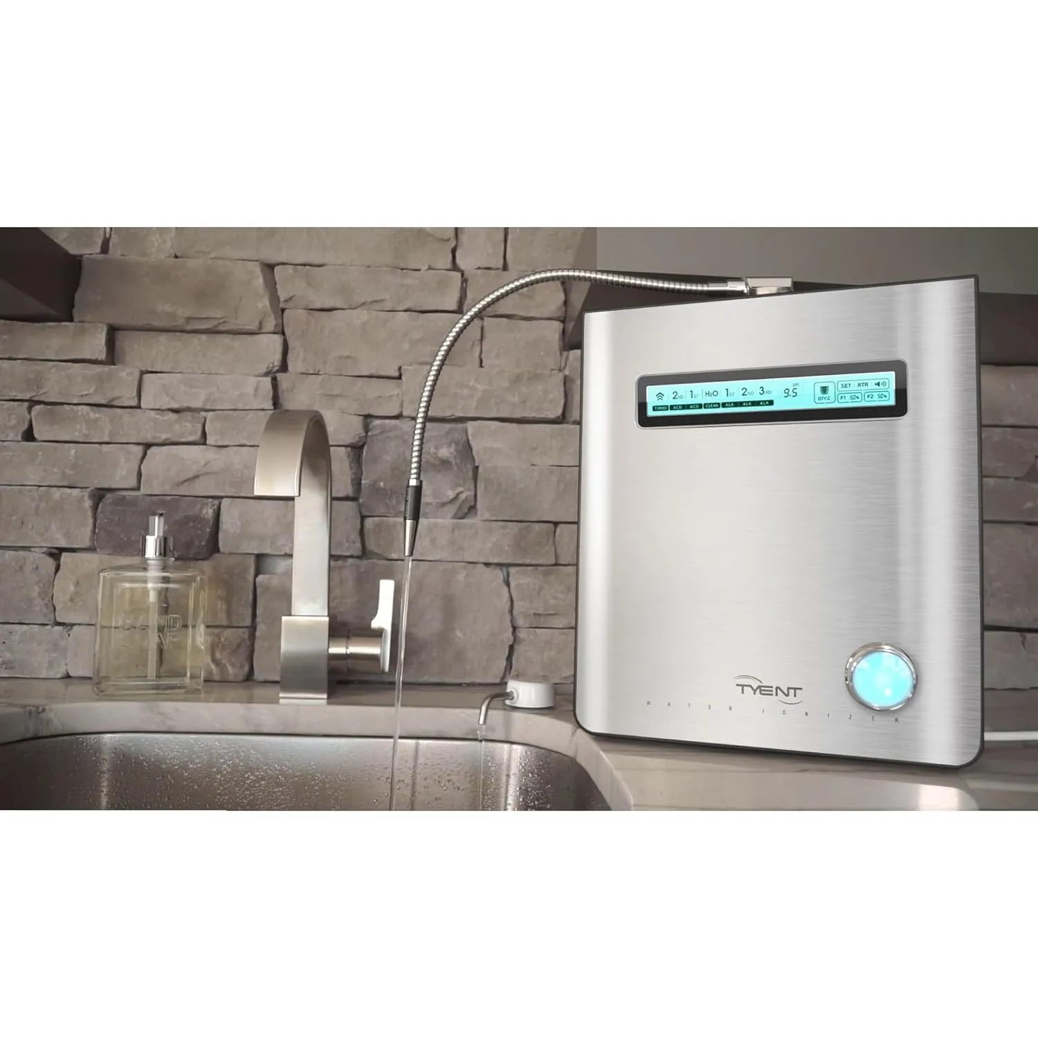 Tyent - Edge 7 Water Ionizer - Dual Filtration System - Hydrogen Enhanced Water Purification - Adjustable pH Settings with Turbo Mode - Touchscreen Interface & Auto-Flow Stop - Advanced Filtration