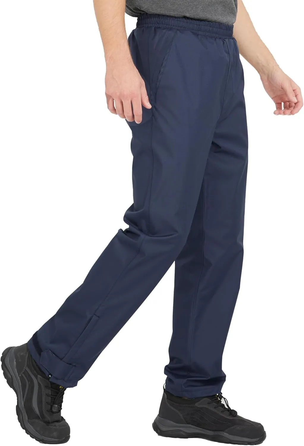 Ubon Men's Black Waterproof Rain Pants, Packable Golf Hiking Pants
