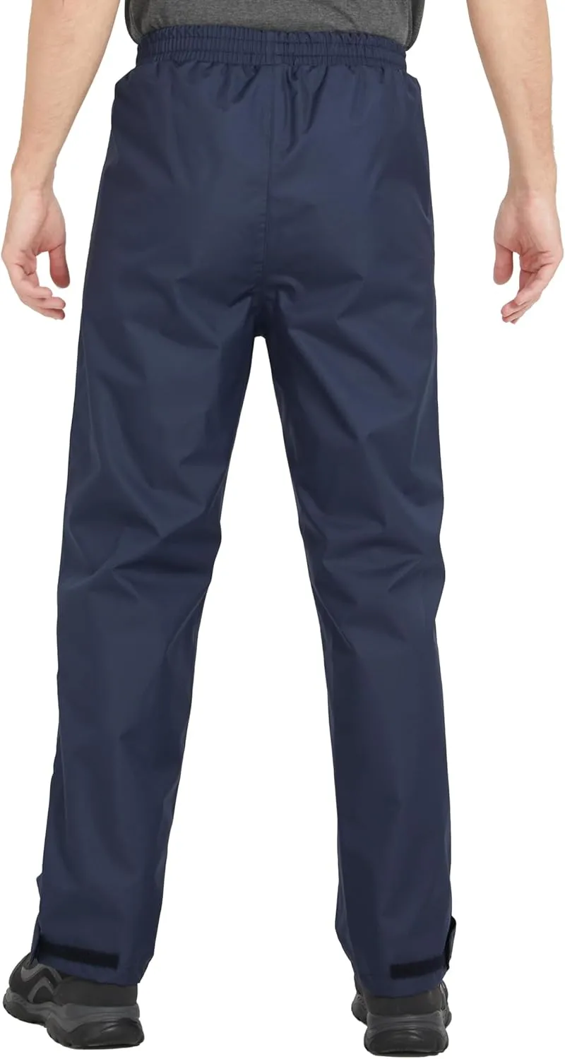 Ubon Men's Black Waterproof Rain Pants, Packable Golf Hiking Pants