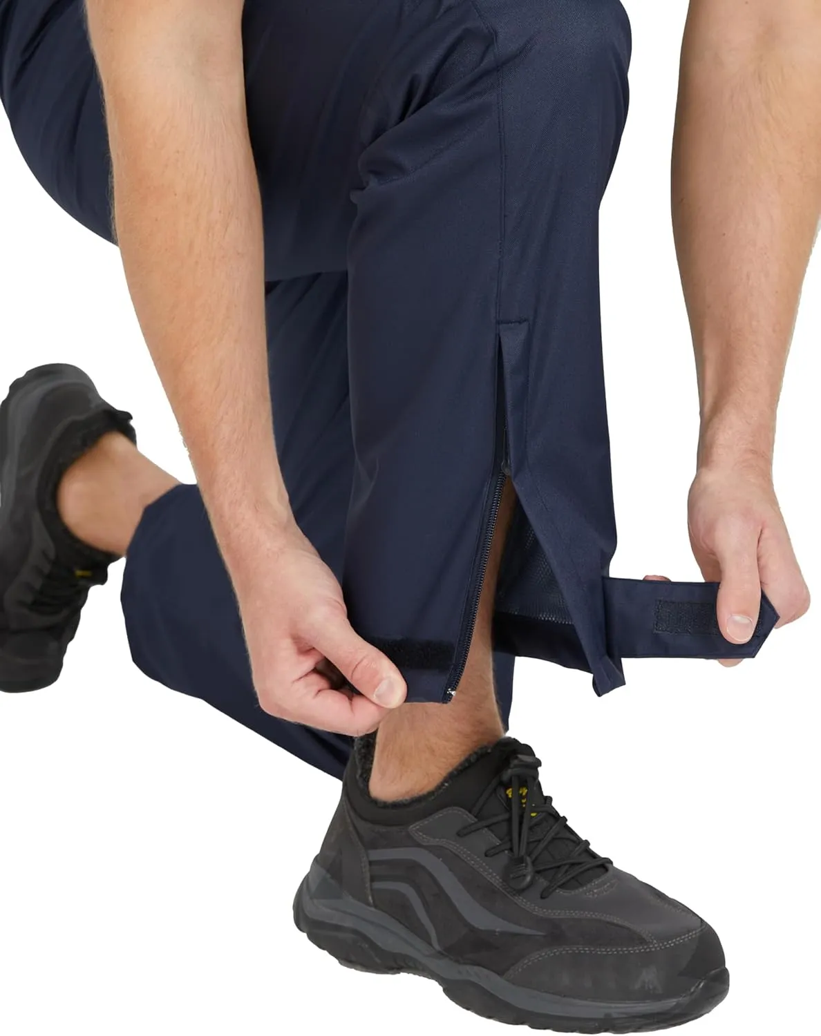 Ubon Men's Black Waterproof Rain Pants, Packable Golf Hiking Pants