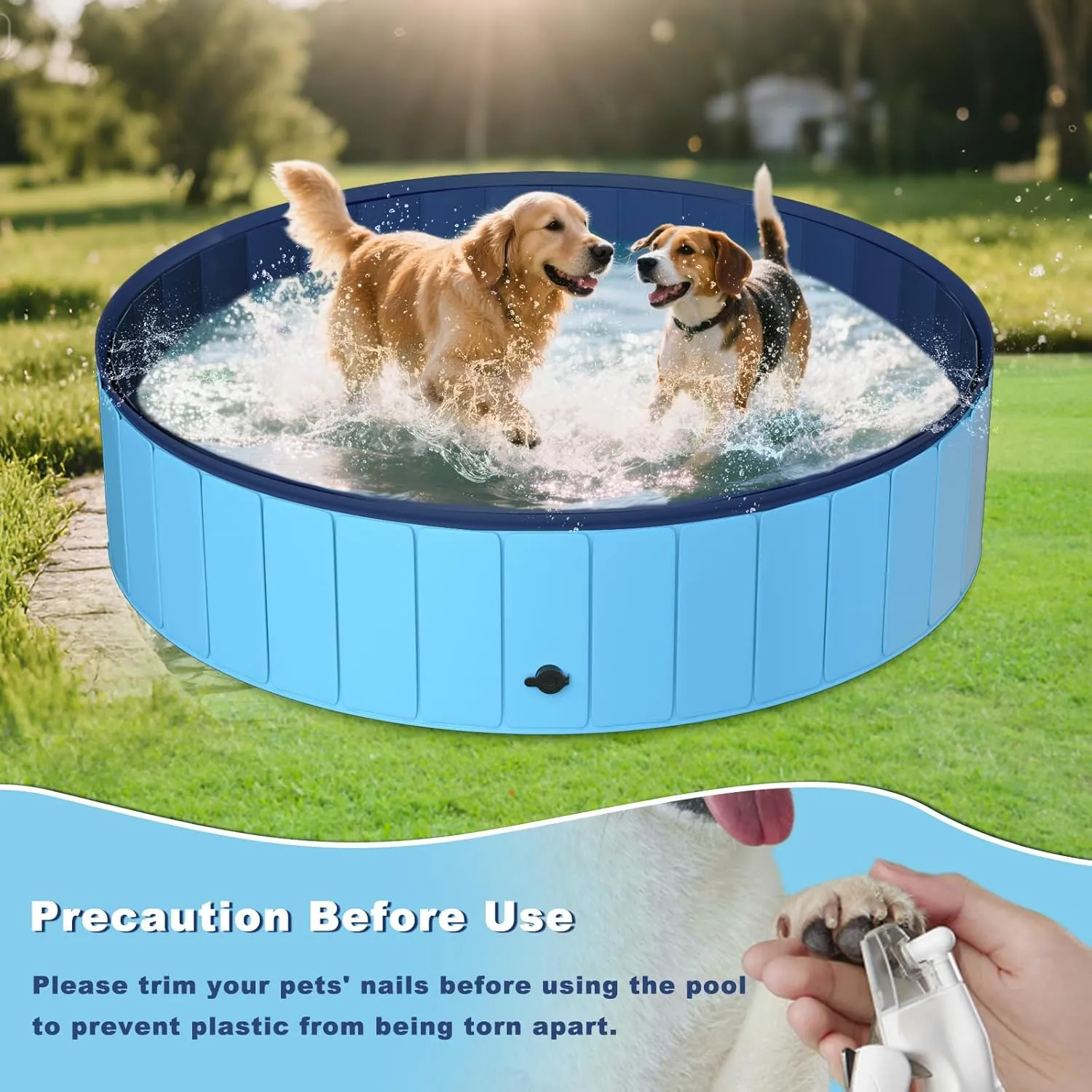 UCCY Foldable Dog Pool for Large Dogs Hard Plastic Kiddie Swimming Pool Non-Slip Portable Dog Bathtubs Collapsible Multi-Use Whelping Box Ball Pit Outdoor Pool for Backyard Duck Pond Blue XXL-72"x12"