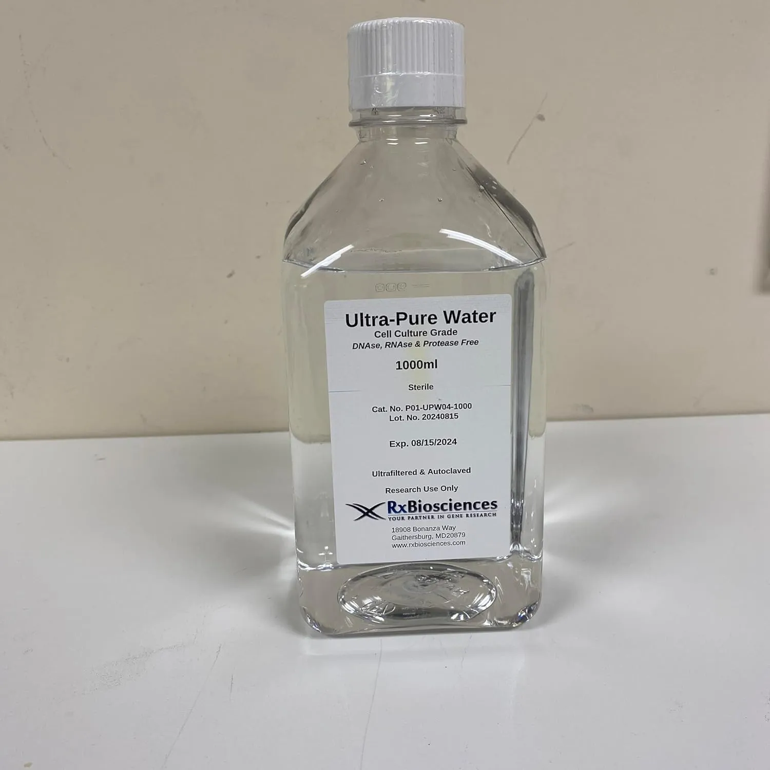 Ultra Pure Water, Cell Culture Grade, 1000ML, Certified