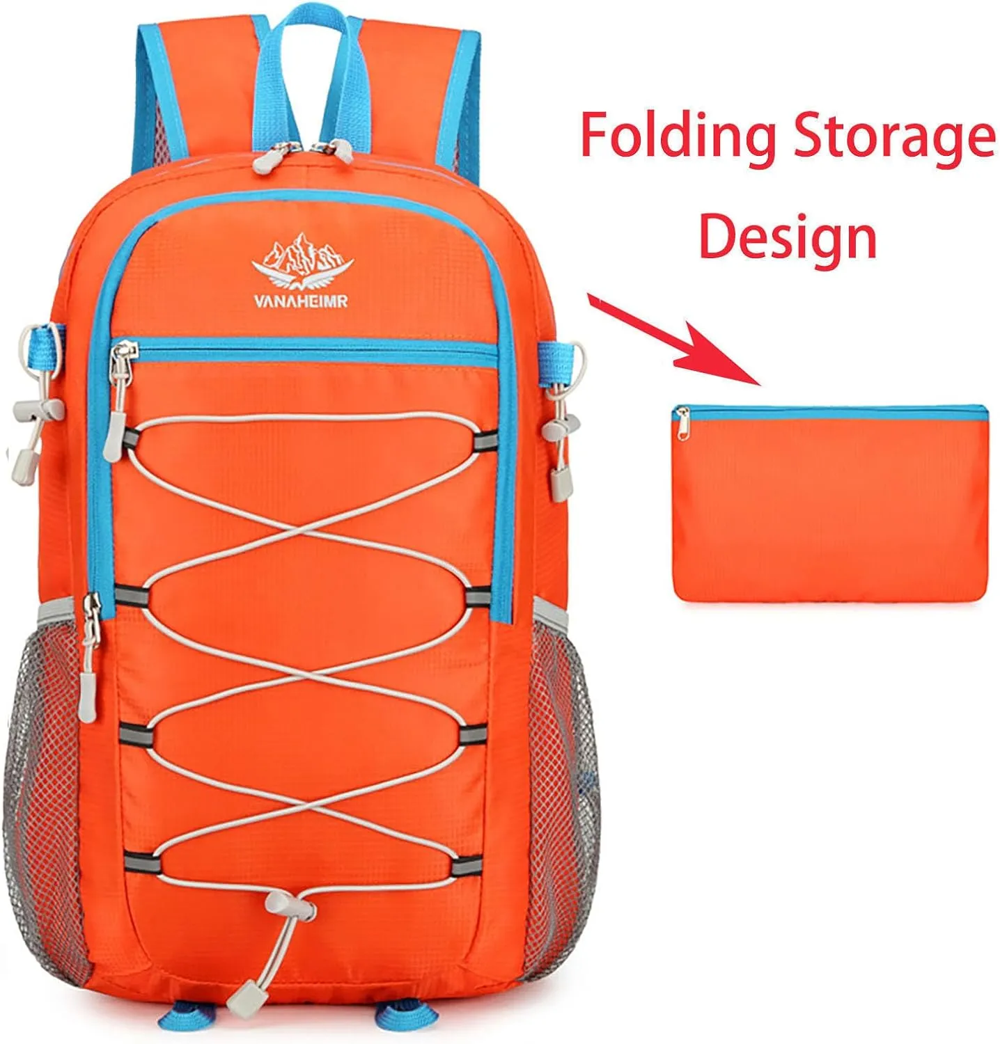 Ultralight Packable Hiking Backpack 17 Inch Waterproof Travel Daypack for Camping Outdoor (Orange)