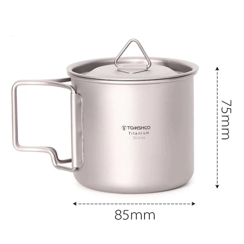 Ultralight Titanium Cup with Foldable Handle - Portable Outdoor Water Mug