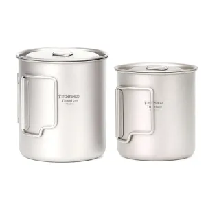 Ultralight Titanium Cup with Foldable Handle - Portable Outdoor Water Mug