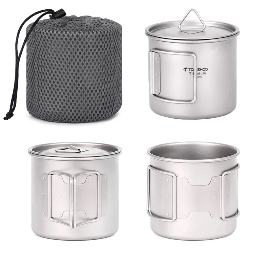 Ultralight Titanium Cup with Foldable Handle - Portable Outdoor Water Mug
