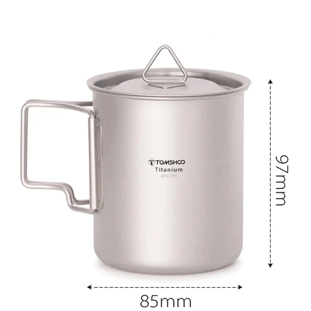 Ultralight Titanium Cup with Foldable Handle - Portable Outdoor Water Mug