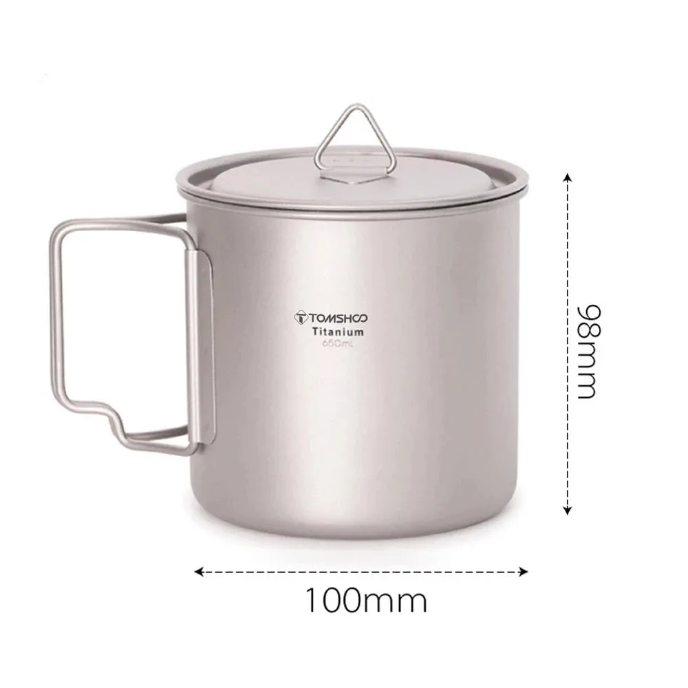 Ultralight Titanium Cup with Foldable Handle - Portable Outdoor Water Mug