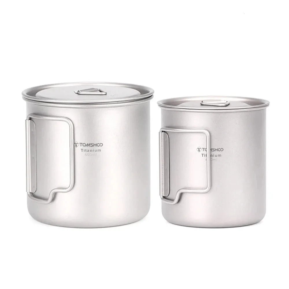 Ultralight Titanium Cup with Foldable Handle - Portable Outdoor Water Mug