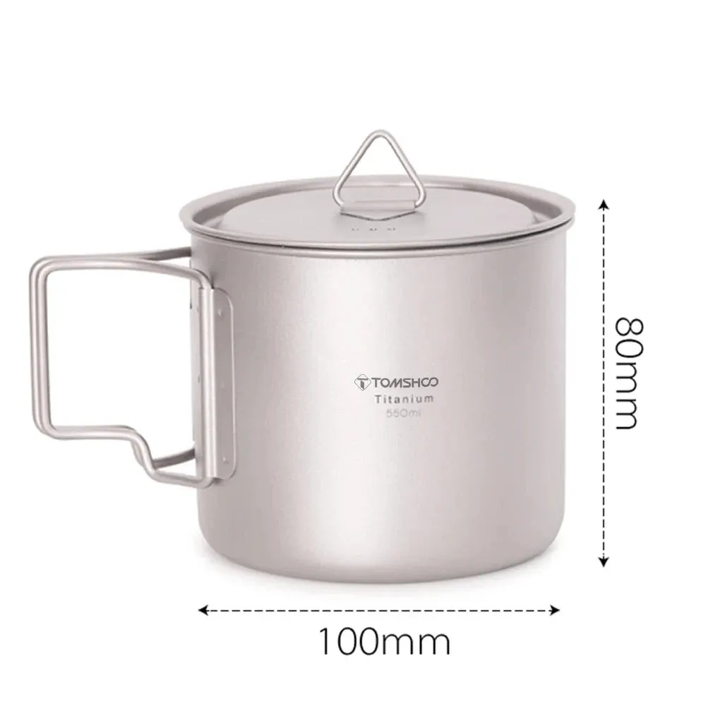 Ultralight Titanium Cup with Foldable Handle - Portable Outdoor Water Mug
