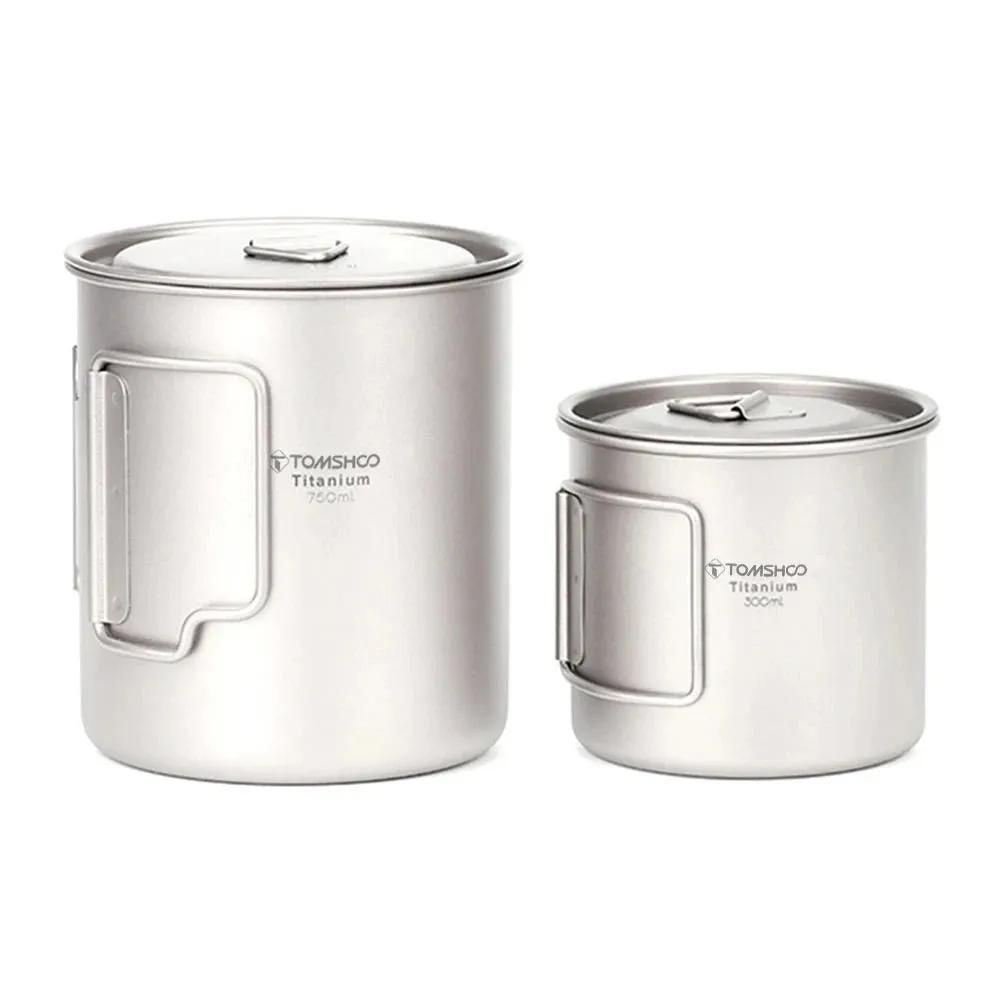 Ultralight Titanium Cup with Foldable Handle - Portable Outdoor Water Mug