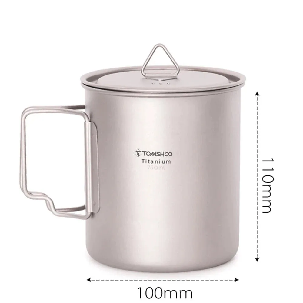 Ultralight Titanium Cup with Foldable Handle - Portable Outdoor Water Mug
