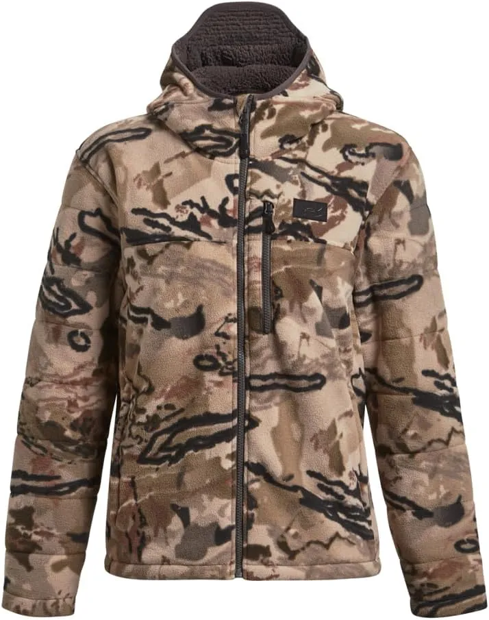 Under Armour Women's Rut Windproof Jacket | Silent Microfleece with Scent Control | Camo Jacket for Women | Sherpa Lining