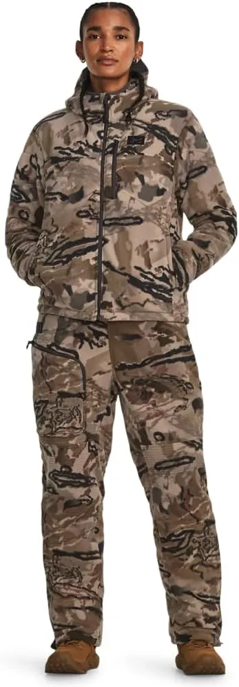 Under Armour Women's Rut Windproof Jacket | Silent Microfleece with Scent Control | Camo Jacket for Women | Sherpa Lining