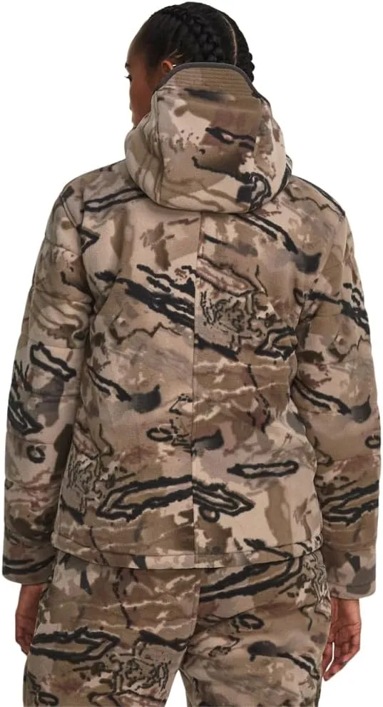 Under Armour Women's Rut Windproof Jacket | Silent Microfleece with Scent Control | Camo Jacket for Women | Sherpa Lining
