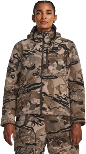 Under Armour Women's Rut Windproof Jacket | Silent Microfleece with Scent Control | Camo Jacket for Women | Sherpa Lining