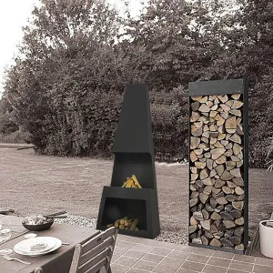 Unique Triangular Design Wood Log Holder | Custom Fabricated Wood Storage Rack | Made in Canada – Model # WBFP657