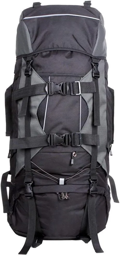 UNISTRENGH 80L Internal Frame Backpack Hiking Camping Backpacking Water Resistant Pack Trekking Bag with RainCover (Gray)
