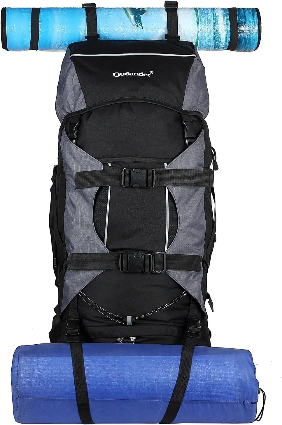UNISTRENGH 80L Internal Frame Backpack Hiking Camping Backpacking Water Resistant Pack Trekking Bag with RainCover (Gray)