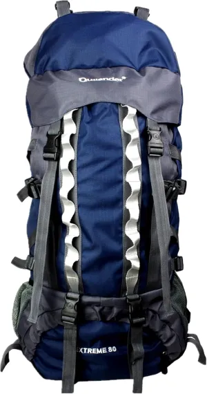 UNISTRENGH 80L Internal Frame Backpacks Outdoor Nylon Hiking Backpack Water-resistant Trekking Bag with Rain Cover for Camping Mountaineering Traveling (Navy Blue)