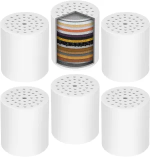 Universal Shower Filter Replacement Cartridge, 6 Pack 20 Stage Shower Head Filter for Hard Water, Microporous Pressurization High output Water Filter Compatible Similar Design, 10000 Gallons 3 Month