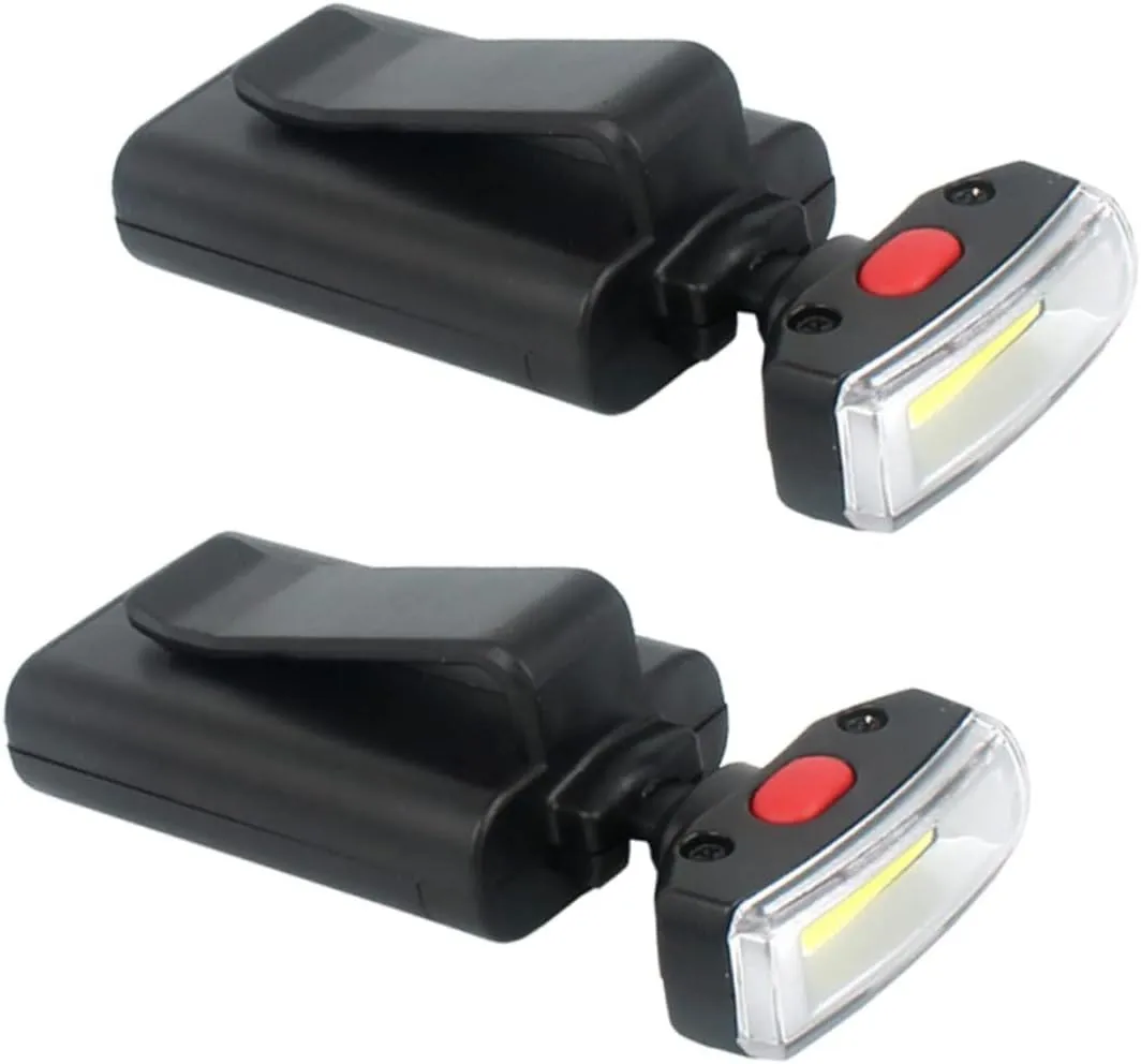 Uonlytech 2sets Hiking Headlamps Cap Lights Clip on for Hat Echargeable Camping Light 90° Adjustability for Wide Beam 2pcs*2
