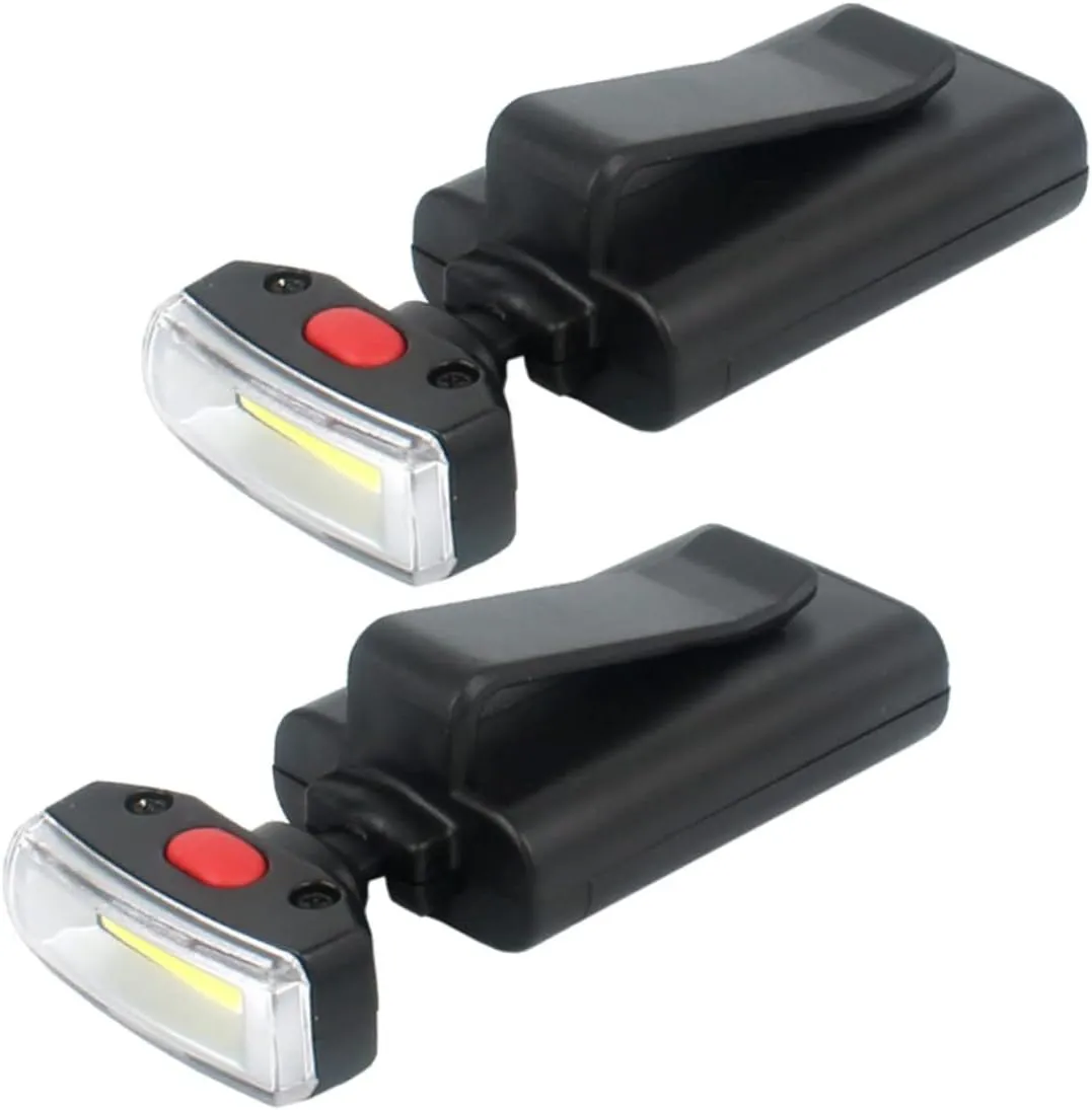 Uonlytech 2sets Hiking Headlamps Cap Lights Clip on for Hat Echargeable Camping Light 90° Adjustability for Wide Beam 2pcs*2