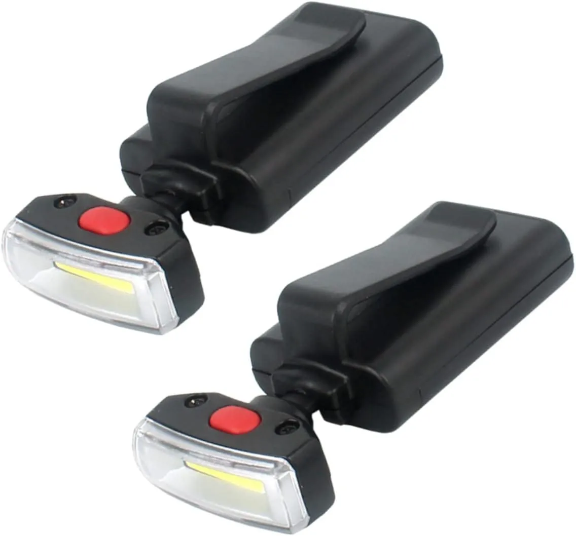 Uonlytech 2sets Hiking Headlamps Cap Lights Clip on for Hat Echargeable Camping Light 90° Adjustability for Wide Beam 2pcs*2